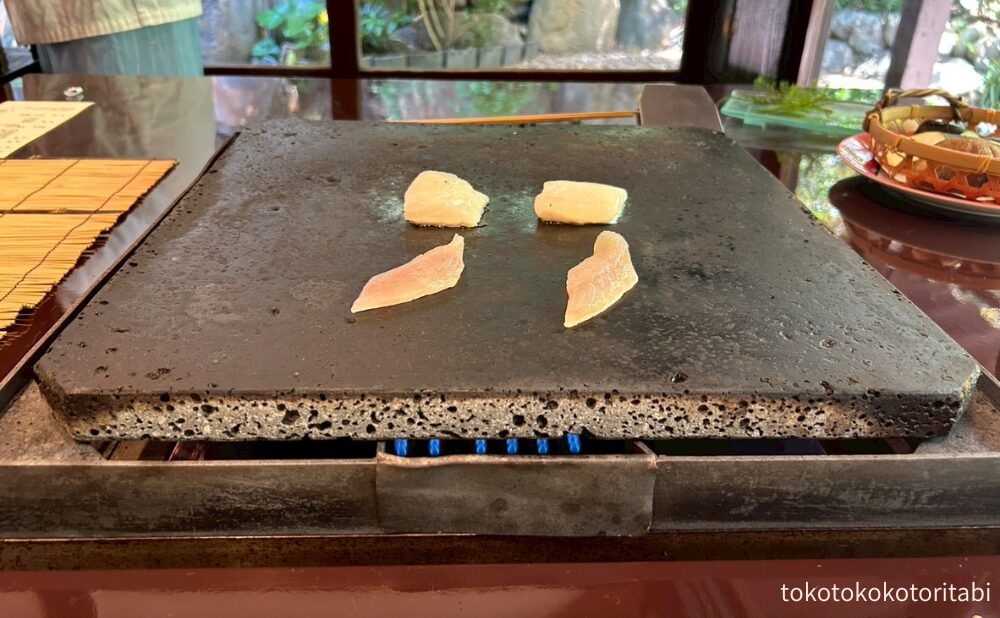焼いているところ