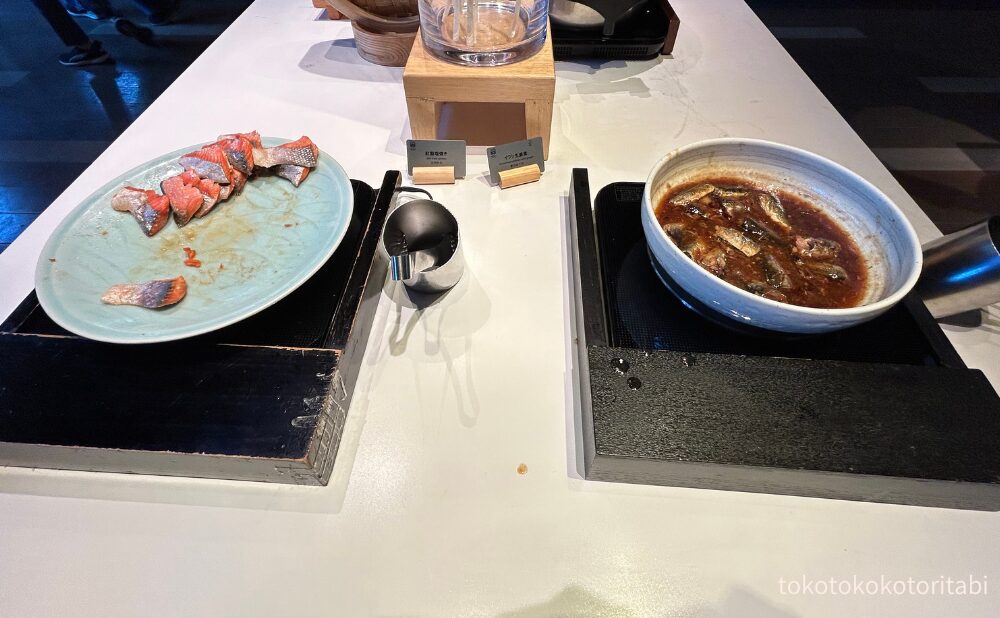 紅鮭塩焼き/イワシ生姜煮