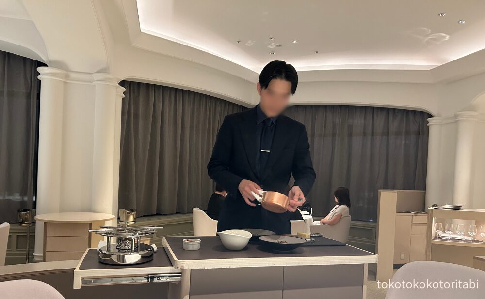 目の前で調理