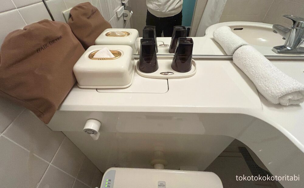 ドライヤー、ティッシュ、コップ、ハンドタオル