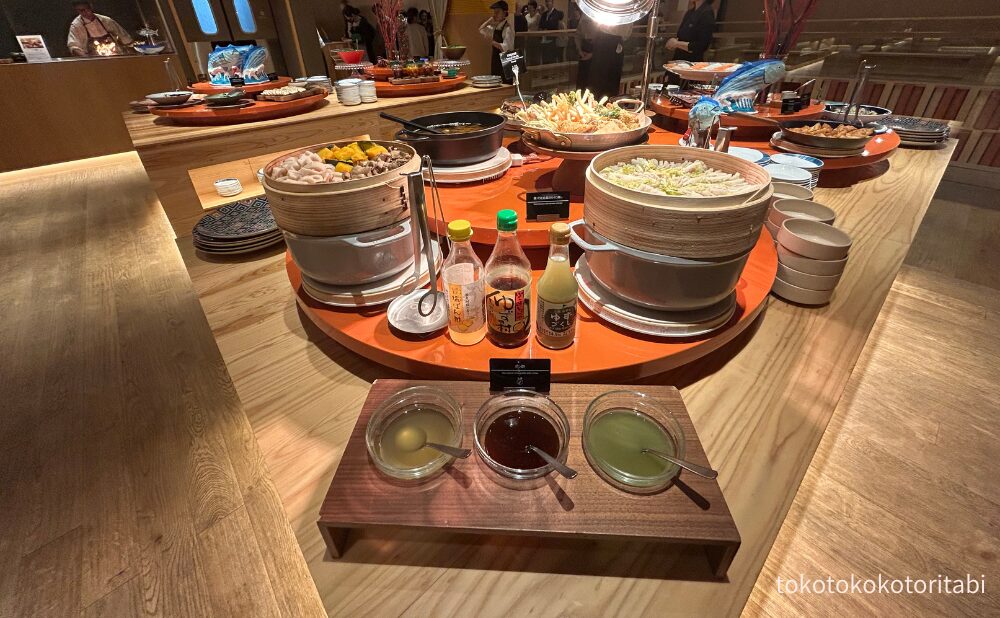 蒸し野菜/豚バラと白菜のセイロ蒸し/ポン酢３種