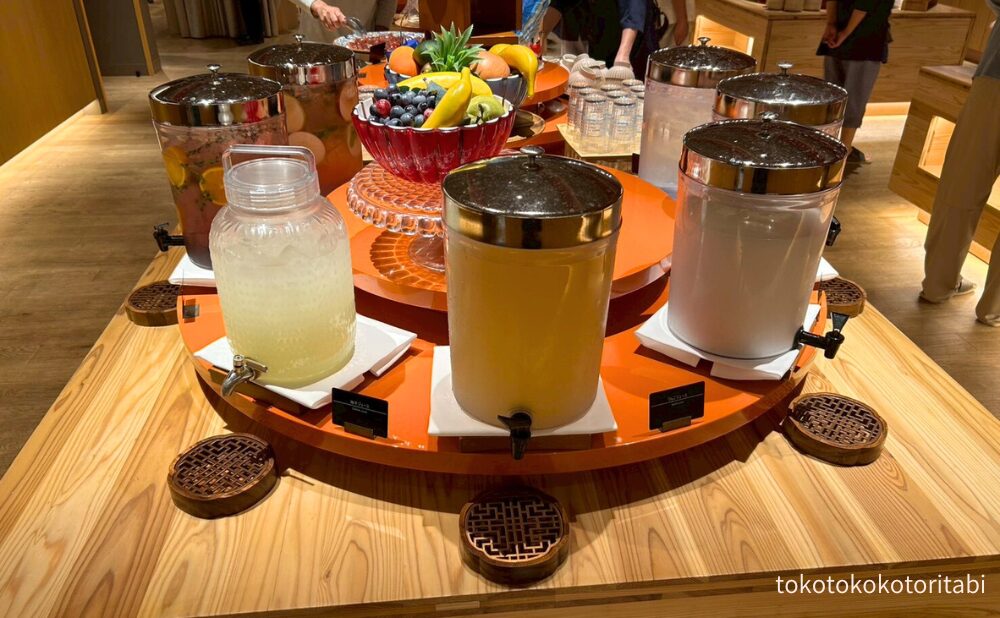 アップルジンジャー/グレープ＆ピーチ/柚子ジュース/りんごジュース/牛乳/ほうじ茶/水