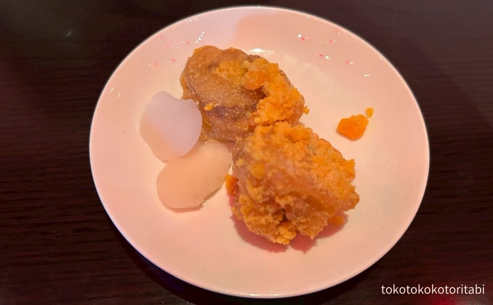 ホタテの塩漬け卵炒め