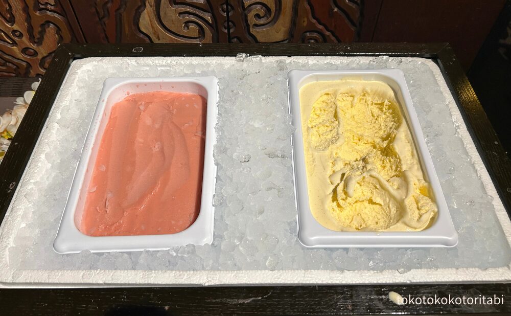 あまおうシャーベット/バニラアイス