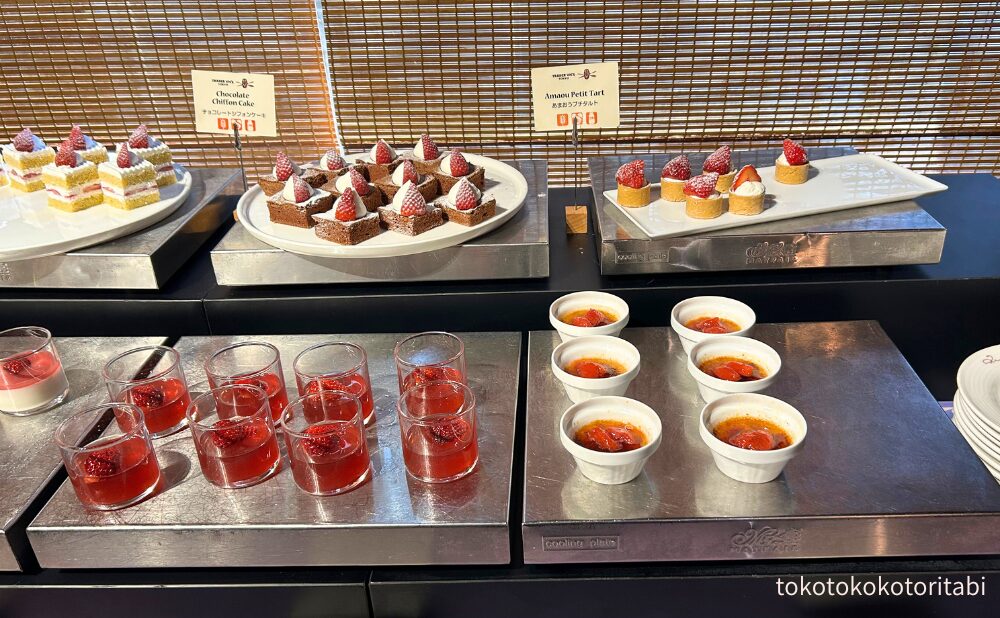 チョコレートシフォンケーキ/あまおうプチタルト/あまおうゼリー/あまおうクリームブリュレ