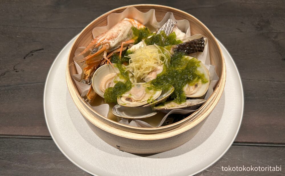 海の幸のアーサ蒸し